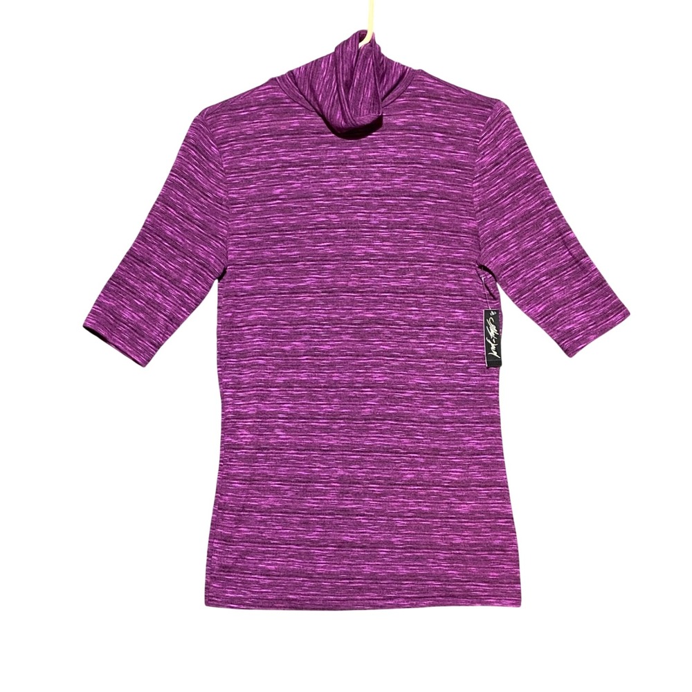 Lord & Taylor Women's Size S Magenta Space Dye Turtleneck Elbow Sleeve Top NWT